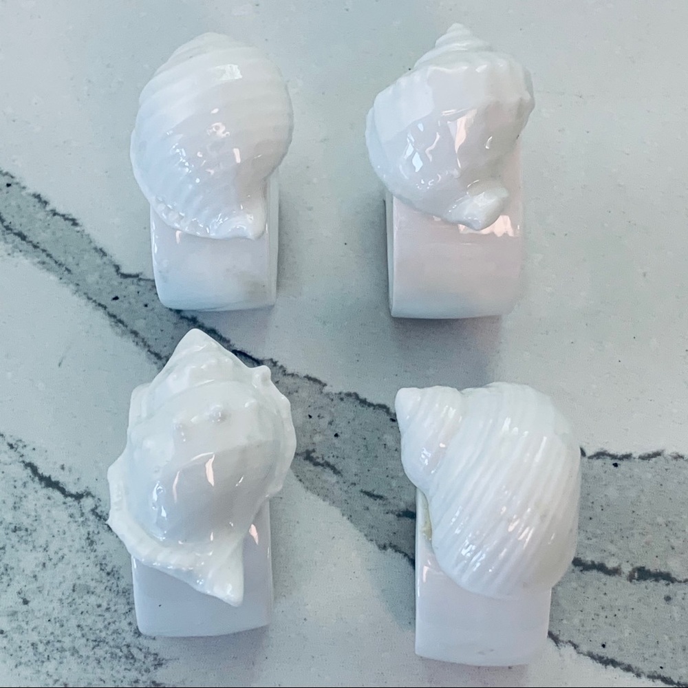4 Bone China "Beachcomber" Shell Napkin Rings